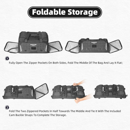 abamita Motorcycle Tail Bag Expandable 50-70L Travel Luggage with Rain Cover Backpack & Molle System-Black