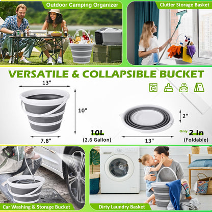 Avocahom Folding Fish Cleaning Table with Collapsible Bucket, Portable Outdoor Fillet Station Camping Sink Table with Faucet, Drainage Hose & Sprayer, Grid Rack, Knife Groove for Picnic Fishing