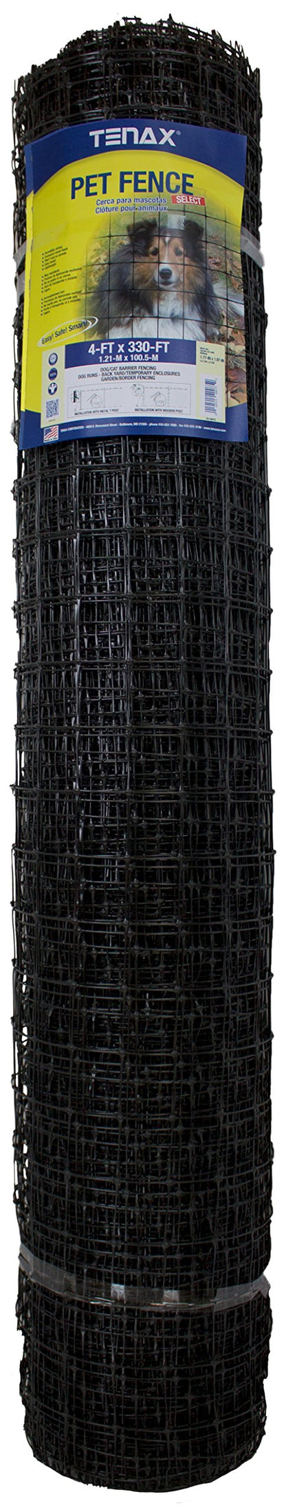Tenax 2A140075 Pet Fence Select Pet Fence, Black, 4' x 330'