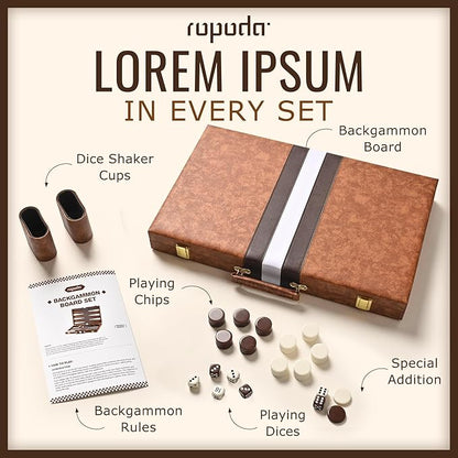 ropoda Backgammon Board Game Set (18 Inches) for Adults and KidsClassic Board Strategy GamePortable and Travel Backgammon Set with Premium Leather CaseBest Strategy &amp Tip Guid