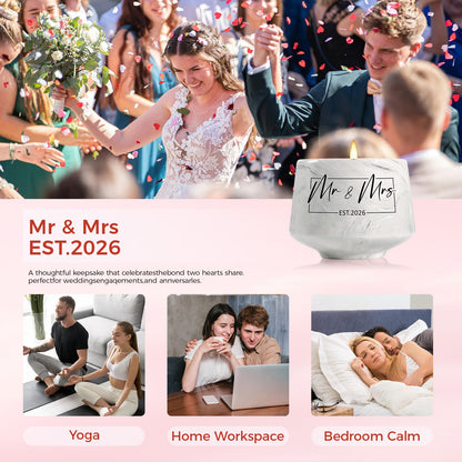 Wedding Gifts - Mr and Mrs Gifts-Wedding Gift for Couples 2026 - Bridal Shower Bride Gift for Married Newlywed - Just Married for Newlywed Couple Bride - Lavender Scented Candles 6 Oz