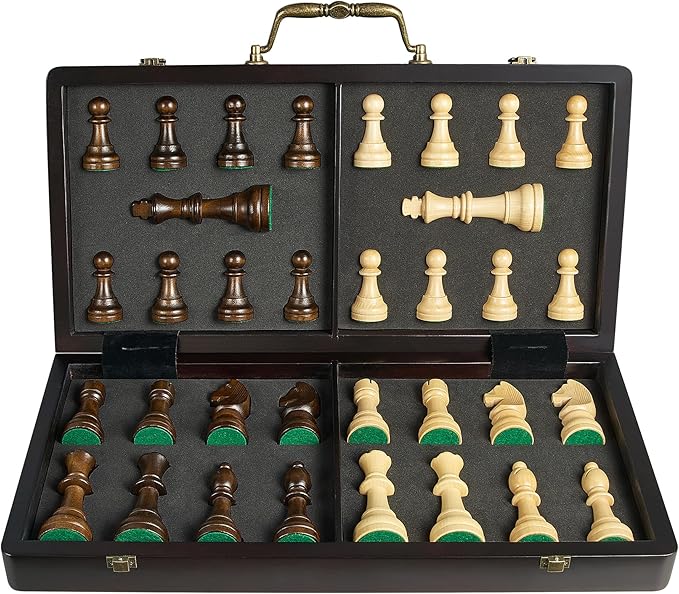 18.5 Wooden Chess Set with HandleChess Sets for Adults Kids Portable Folding Board Games with 4.5 King 2 Extra QueensHandmade Weighted Large Pieces with Storage Slots