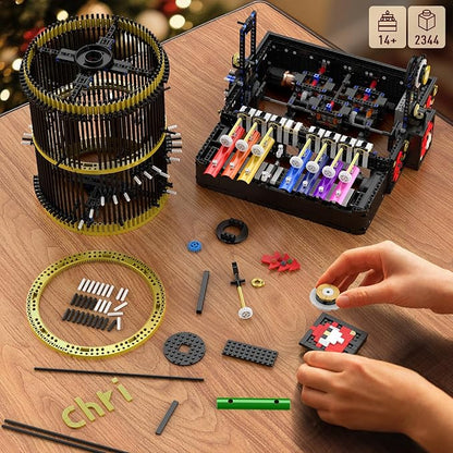 Mould King 10170 Music Box Building Sets 2344+ PCS Rotating Christmas Music Box with 4 Speed Adjustable Mode Black Gold Design with Festive Patterns Collectible Decoration Gift for Adults Age 14+