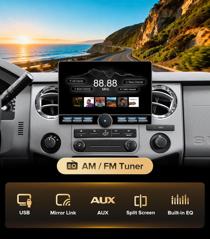 4G RAM+64G ROM Car Stereo for Ford F150 (2004-2008) F250 F350 (2008-2016) Super Duty-Radio Upgrade with Wireless CarPlay Android Auto, Android 13 QLED Touch Screen with Physical Volume Knob Keybutton