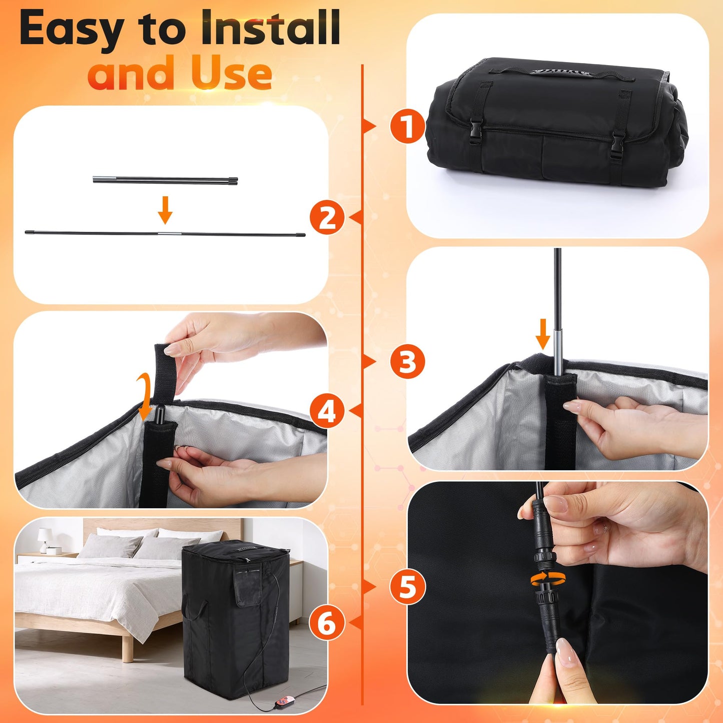 Bed Bug Heater, 360° High Temperature Portable Bed Bug Treatment Equipment with Digital Timer & Temperature Control, Fast Heating to 155°F for Moths, Carpet Beetles and Lice(Black)