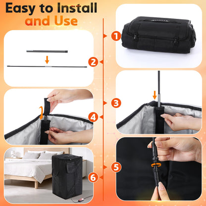 Bed Bug Heater, 360° High Temperature Portable Bed Bug Treatment Equipment with Digital Timer & Temperature Control, Fast Heating to 155°F for Moths, Carpet Beetles and Lice(Black)