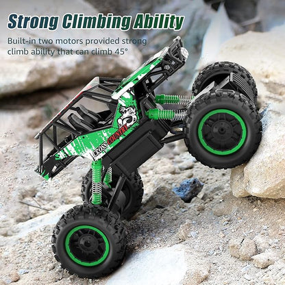 DOUBLE E 1:14 Scale Large Remote Control Car Monster Trucks with Head Lights 4WD Off-Road All Terrain RC Car Rechargeable Vehicle for Outdoor Play and Xmas Gifts