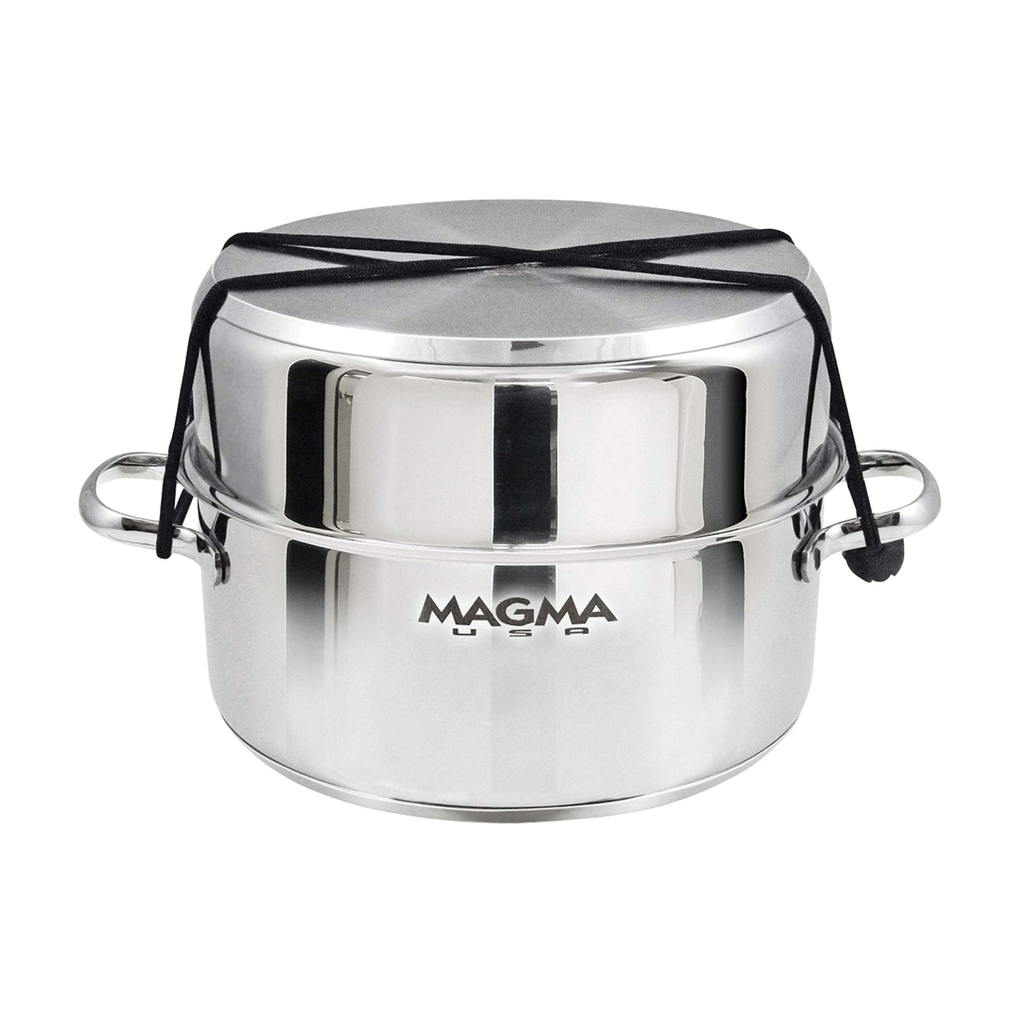 Magma 10 Piece Gourmet Nesting Stainless Steel Cookware Set with Ceramica Non-Stick, Induction Compatible, Oven Safe to 500°F - Suitable for All Stovetops, Removable Handles, Silver