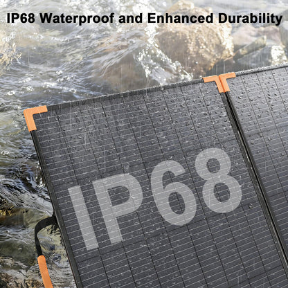 MHPOWOS 400W Bifacial Portable Solar Panel, 33V Lightweight Foldable Solar Charger for Power Station, IP68 Waterproof 23.5% High Efficiency with Adjustable Kickstands for Camping RVs Home Backup