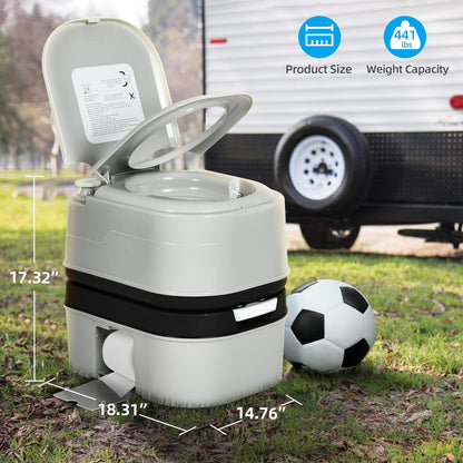 YITAHOME Portable Toilet 6.34 Gallon Camping Porta Potty with Paper and Detergent Collection Leak-Proof Outdoor RV Porta Potty, Handle Pump, Rotating Spout, for Boating, Hiking, Trips, Grey