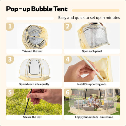 Lenotos Pop Up Bubble Tent, 10 x 10 FT Instant Igloo Tent Suitable for 4-6 People, Screen House for Patios, Cold