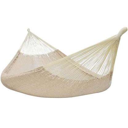 Sunnydaze Handwoven XXL Thick Cord Mayan Double Hammock for Outside - 625-Pound Capacity Heavy-Duty Outdoor Hammock - Natural