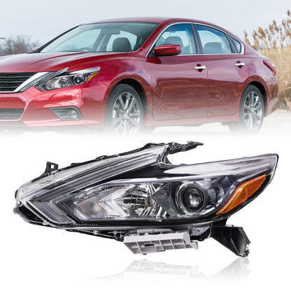 ShotFiled Halogen Headlights Compatible with 2016 2017 2018 Nissan Altima Headlamp w/o LED DRL Black Housing Headlight（Left Driver Side
