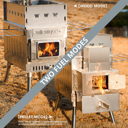 WillowyBe Outdoor Sauna Hot Tent Stove, Rocket Stove Heater, Portable Camping Wood Stove for Dry Sauna, Cooking for Husband and Friends