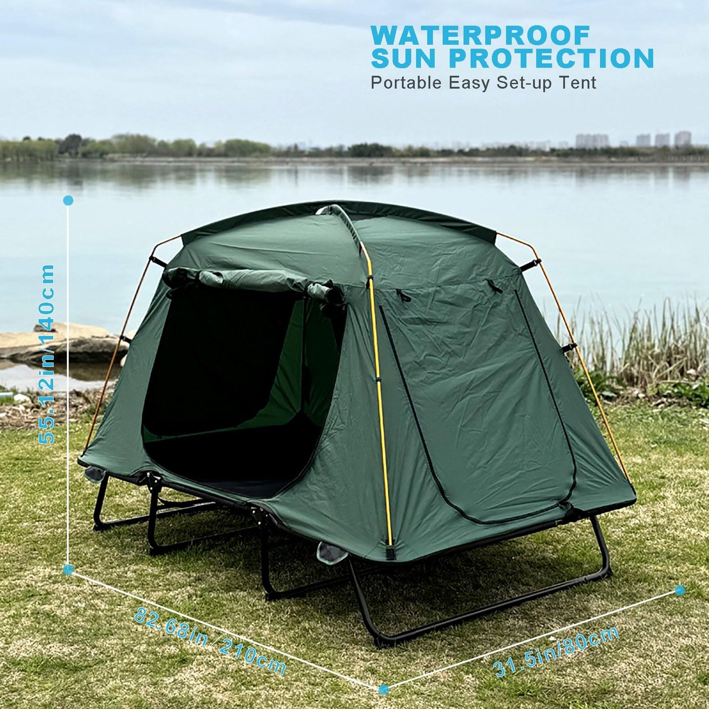 HI SUYI Tent Cot Folding Off The Ground Waterproof Camping Sleeping Bed with Rain Cover