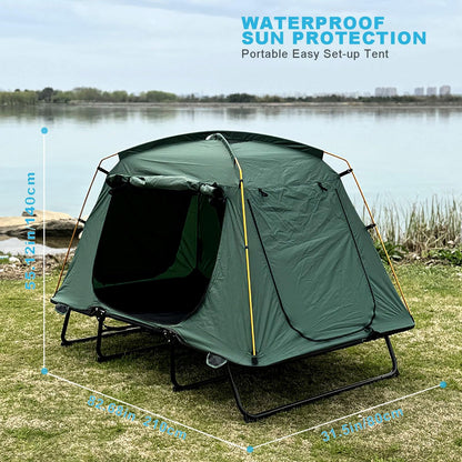 HI SUYI Tent Cot Folding Off The Ground Waterproof Camping Sleeping Bed with Rain Cover