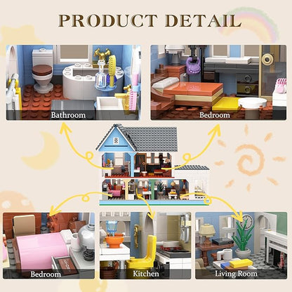 Gilmore House in Stars Hollow Building Set Lorelai Sitcom TV Block Toys for Fans Girls Adults Collectible Model Compatible with Lego Gifts for Birthday Christmas (1107PCS)