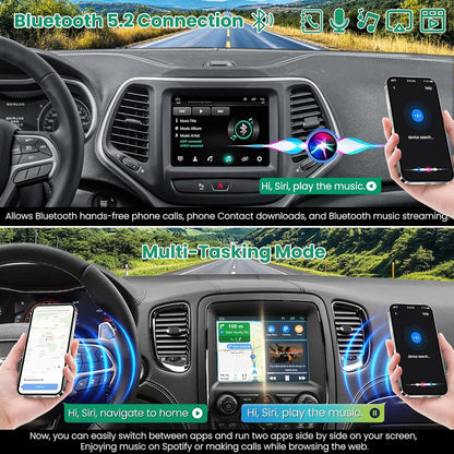 4+64 Android Radio for Jeep Grand Cherokee Radio 2014-2021, for Dodge RAM 1500/2500/3500 2013-2018, for Dodge Challenger Charger Radio 2015-2023, Car Stereo, Wireless Carplay, GPS Navigation