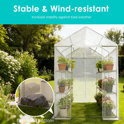 Twira Greenhouse for Outdoors, 48" x 73.2" x 74.8" Walk in Plant Greenhouses Heavy Duty with Thicken PE Cover, 3 Tiers 8 Shelves Greenhouse Plastic, Portable Green House for Outside, Patio, Gardening