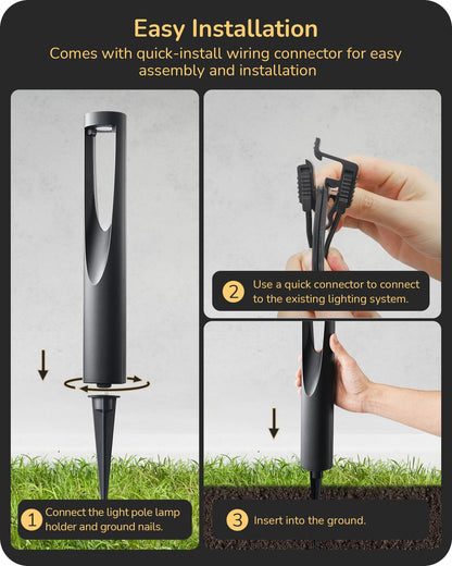 EDISHINE Low Voltage Landscape Lighting, 12V 2W 150LM, Waterproof LED Pathway Lights, 8 Pack, Black, Model HGSL36B