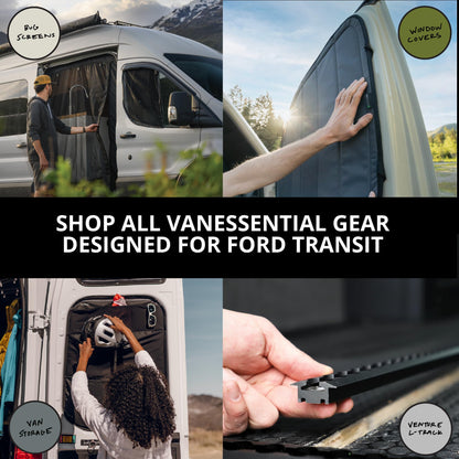 VanEssential Medium ROOF Rear Door Bug Screen Designed for Ford Transit - Center Zipper Closure