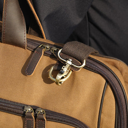 Polare Waxed Canvas Full Grain Leather Trim Garment Carry on Bag for Business Travel, Waterproof Hanging Suit Luggage Bag Wrinkle-Free Suit Cover with YKK Zipper and Shoulder Strap