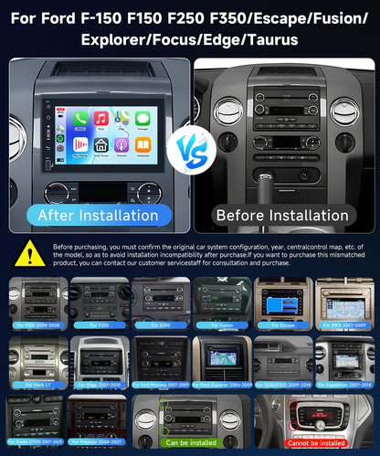 Car Stereo for Ford F-150 F150,F250,F350, Escape,Fusion,Explorer,Focus,Edge,Taurus,[2+64G] Wireless Carplay/Android Auto,Android Car Radio 7" IPS GPS WiFi Bluetooth FM Mirror Link SWC Backup Camera