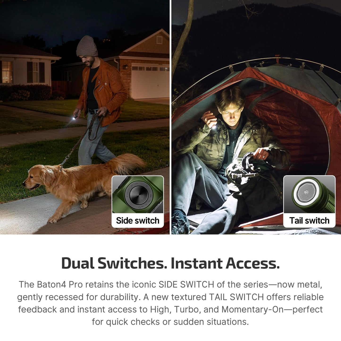 OLIGHT Baton4 Pro EDC Flashlight Rechargeable, 1600 Lumens Small Pocket Flash Light with Magnetic & USB-C Charging and Tail Switch Bundle with Oclip Pro 500 Lumens EDC Flashlight Clip-on Light