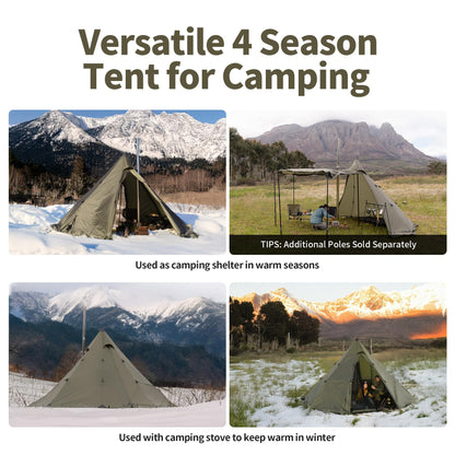 Naturehike Ranch Fire Teepee Tent, Hot Tents with Stove Jack, 4-6 Person Waterproof Windproof 4 Season Tent, Cold Weather Winter Tents for Camping