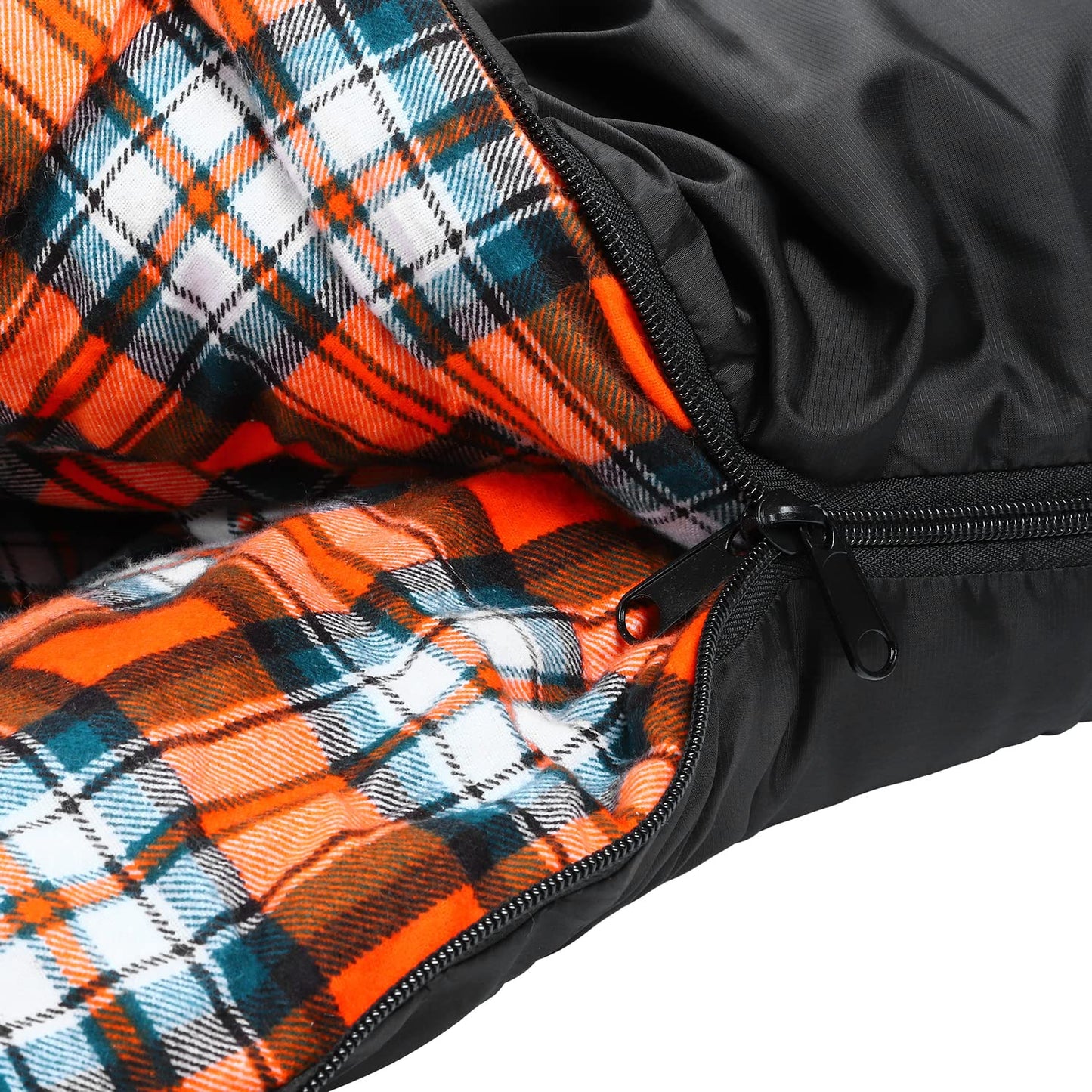AGEMORE 0 Degree Double Sleeping Bag for Adults, Cotton Flannel Lined 2 Person Queen Size Sleeping Bag for Winter, Double Wide & Warm for Family Couples Camping Or RV Traveling