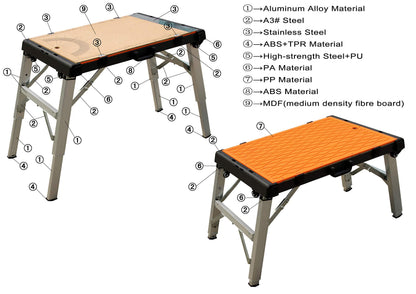 WINTOOLS 4-in-1 Multi-Function Portable Folding Workbench/Scaffold Platform/Creeper Carrier/Hand Truck