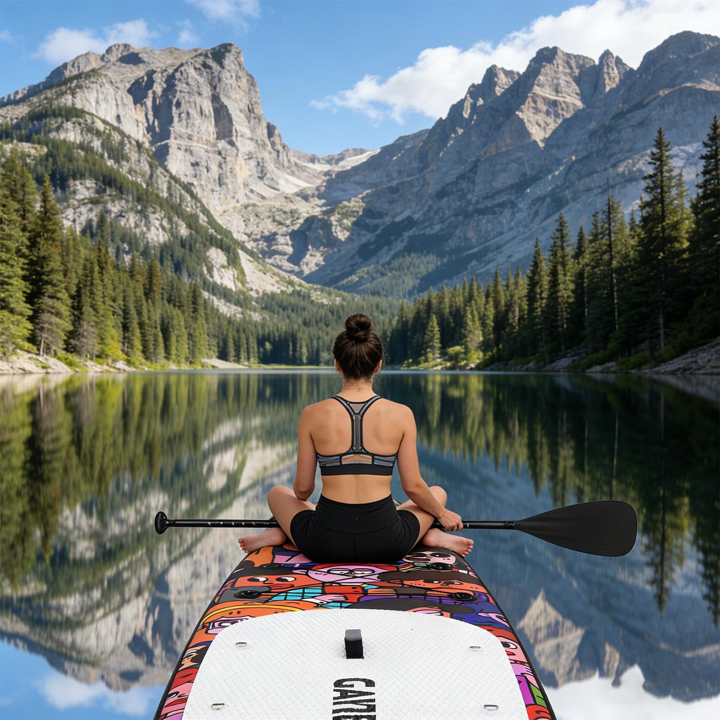 Inflatable Stand Up Paddle Board, 10'6" Wide Stable Paddle Boards for Adults, Includes Paddle, Seat, Fast-Electric Pump, Hand Pump, Action Sports Camera Mount, Waterproof Phone Case & Carry Bag