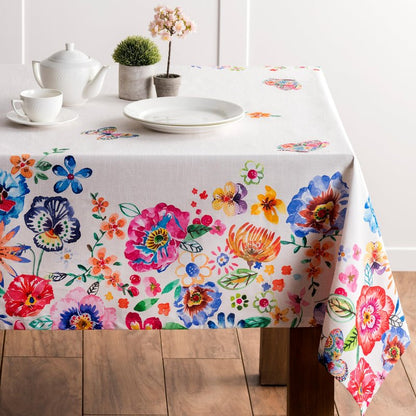Maison d' Hermine Table Cloth Square Table 100% Cotton 54 x 54 Inches Tablecloth Reusable Decorative for Dining Kitchen Farmhouse Home Gifts for Mothers Day Spring Summer- Happy Florals -High Summer