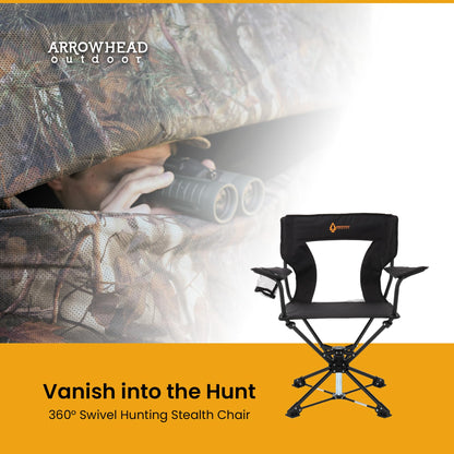 ARROWHEAD OUTDOOR 2-Pack 360° Swivel Hunting Chair Stool Seat, Perfect for Blinds, No Sink Feet, Supports up to 450lbs, Carrying Case, Steel Frame, 600D Canvas