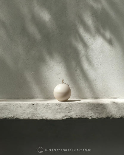 LAWA Imperfect Sphere Candle - Beautiful Handmade Pillar Scented Soy Wax Elegant Aesthetic Candle Housewarming Gift Home Room Shelf Decor Idea (Light Beige, Large)