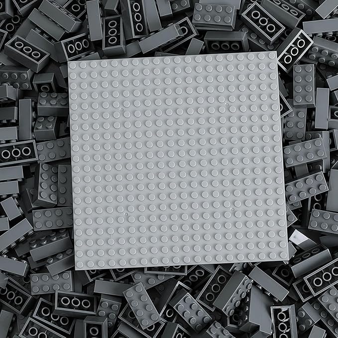 500 Piece Classic Building Bricks and 1 Gray Baseplate 2x4 Bricks Bulk Creative Building Toys Blocks Bulk for Kids Ages 6+ Dark Gray(Small Bricks 1.25x0.62x0.47 in)