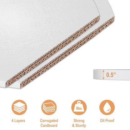 Sleek Cake Drums 8 inch in White, Silver, Gold, Black Color (14 Pack) | 1/2" Thick CakeBoard Circle Rounds + Free Prop Up Tools | Sturdy for Heavy/Tiered Cakes