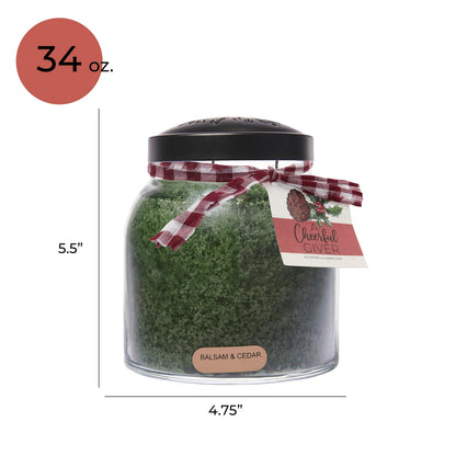 A Cheerful Giver - Balsam & Cedar - 34oz Papa Scented Candle Jar with Lid - Keepers of The Light - 155 Hours of Burn Time, Gift for Women, Green