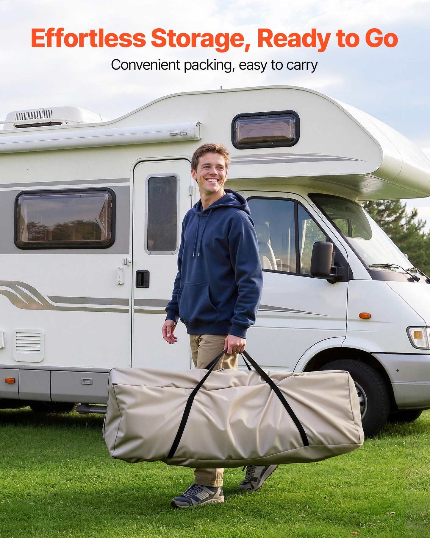 VEVOR RV Awning Sun Shade Room - Compatible with 16-17 ft Awnings, RV Awning Sun Shading Room with Door & Ventilated Mesh Windows, Sunproof & Windproof Three-Sided Enclosure Tent for RV Camping