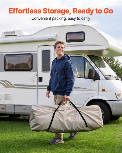 VEVOR RV Awning Sun Shade Room - Compatible with 16-17 ft Awnings, RV Awning Sun Shading Room with Door & Ventilated Mesh Windows, Sunproof & Windproof Three-Sided Enclosure Tent for RV Camping