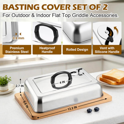 Leonyo 13x9 Inch Basting Cover for Griddle Grill, Melting Dome with Vent