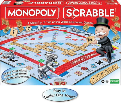 Monopoly Scrabble Game Play in Under ONE Hour Score Your Scrabble Word - Move Your Token By Winning Moves Games USA Mash-Up of 2 of the World's Greatest Games 2 to 4 Players Ages 8+ (1250)