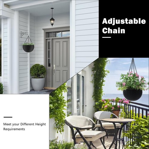 Garini 23-Inch Hanging Basket Chains - Durable Plant Hangers with Hooks for Planters & Bird Feeders | Black 3-Pack