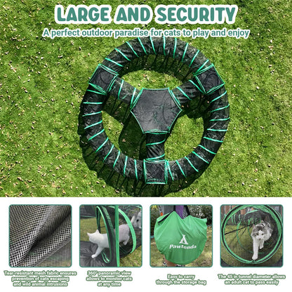 Pawtenda Outdoor Cat Enclosures, 10 in 1 Cat Tent with Tunnels for Outside, Large Space Catio Outdoor Pet Enclosure for Indoor Kitty, Enclosed Pet Playpen