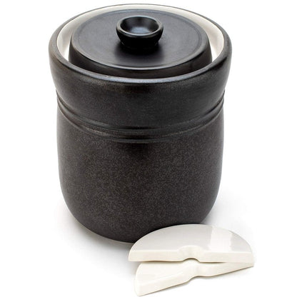 TOMO Fermentation Crock with Weights - Ceramic Sauerkraut Pickling Crock - Stoneware Kombucha Brewing (7L)