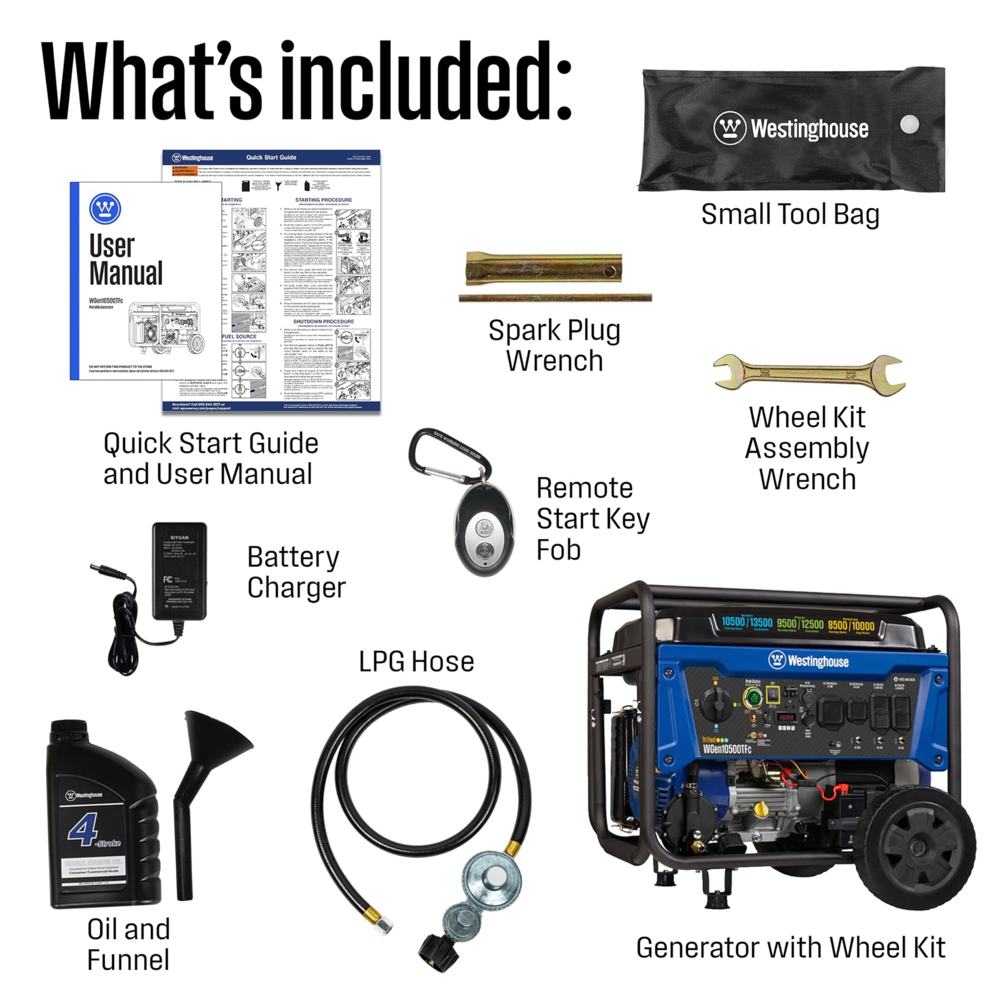 Westinghouse 13500 Peak Watt Tri-Fuel Home Backup Portable Generator, Remote Electric Start, Transfer Switch Ready, Gas, Propane, and Natural Gas Powered