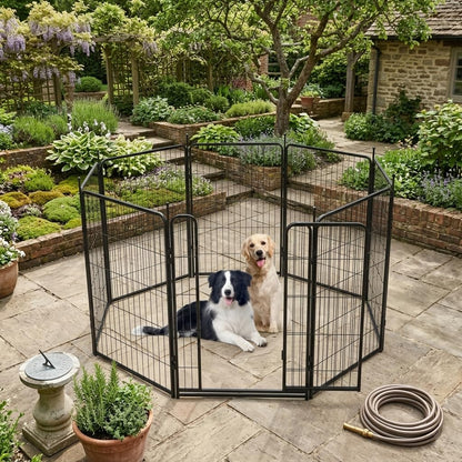IDEALHOUSE Dog Playpen – 40" h 8-Panel Heavy Duty Metal Pet Exercise Pen for Indoor/Outdoor Use, Wide Door with Low Threshold, Portable Puppy Enclosure for RV, Camping, Garden, Yard