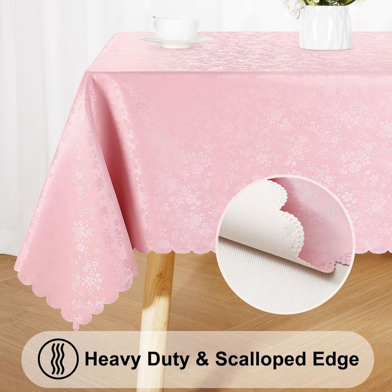 Smiry Square Table Cloth, Waterproof Heavy Duty Vinyl Tablecloths, Wipeable Washable Table Cover for Kitchen, Dining Room & Valentines(Pink, 54" X 54")