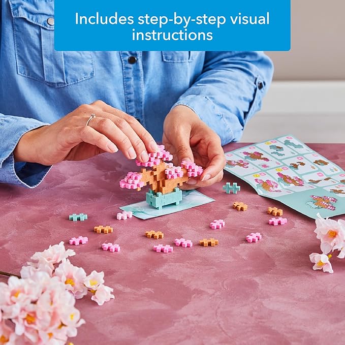 PLUS PLUS Playful Plant Packets 3D Puzzle Building Block Set 300 Mini Interlocking Pieces Fun Activies for Kids - 6 Pack
