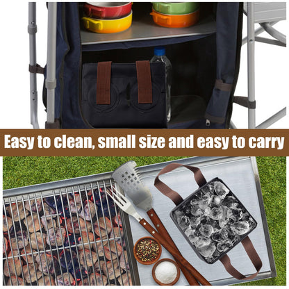 Grill Brush Soak Basin, Grill Brush Collapsible Water Bucket Square Barbecue Rescue Brush Dunk Tank Cleaning Basin for Grill Brush Bristle Free (Only Soak Basin No Grill Brush)